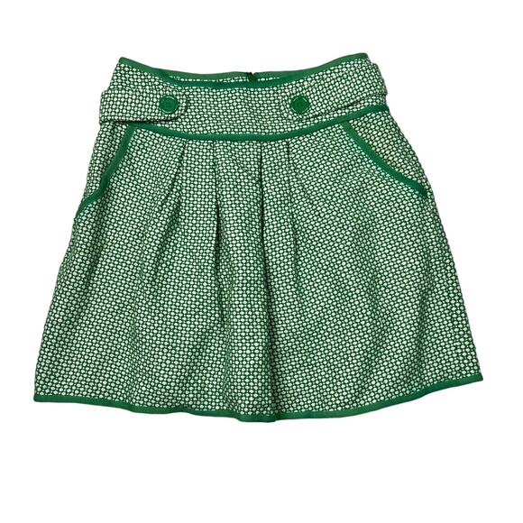 Tullette Retro Geometric Print Lined Pleat Front Mini Skirt Green Small - Picture 1 of 7